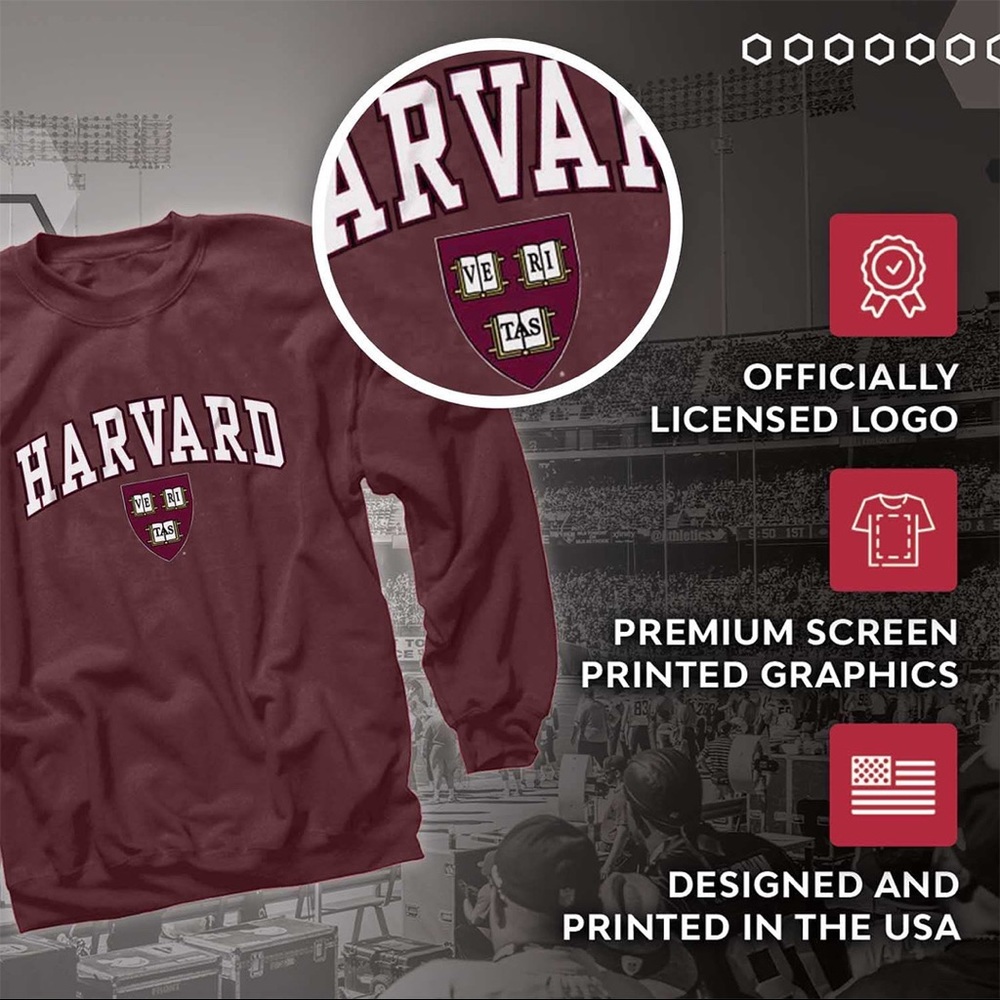 NWT Harvard University Crimson Maroon Gameday Crewneck Sweatshirt- Unisex Size S - Picture 5 of 6